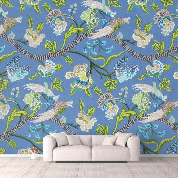 Idea4wall 6pcs Vintage Flowers Peel and Stick Wallpaper Removable Wall Murals Large Wall Stickers for Home Decoration, 100"x24"