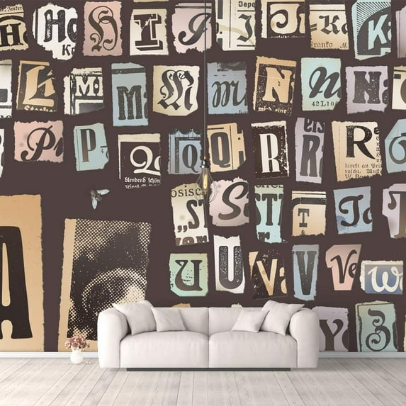 Idea4wall 6pcs Vintage Pictures Collage Peel and Stick Wallpaper Removable Wall Murals Large Wall Stickers for Home Decoration, 100"x24"