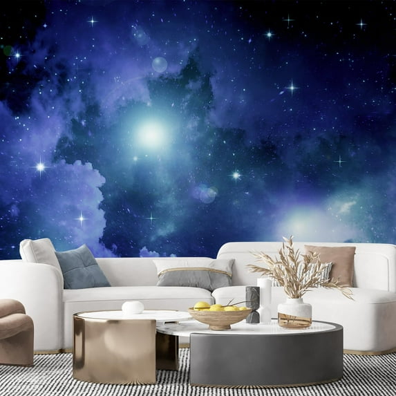 Idea4wall 7pcs Azure Nebula Galaxy Stick Wallpaper Removable Wall Murals Large Wall Stickers for Home Decoration, 120"x168"