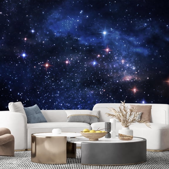 Idea4wall 7pcs Constellation Starry Sky Milky Way Stick Wallpaper Removable Wall Murals Large Wall Stickers for Home Decoration, 108"x168"