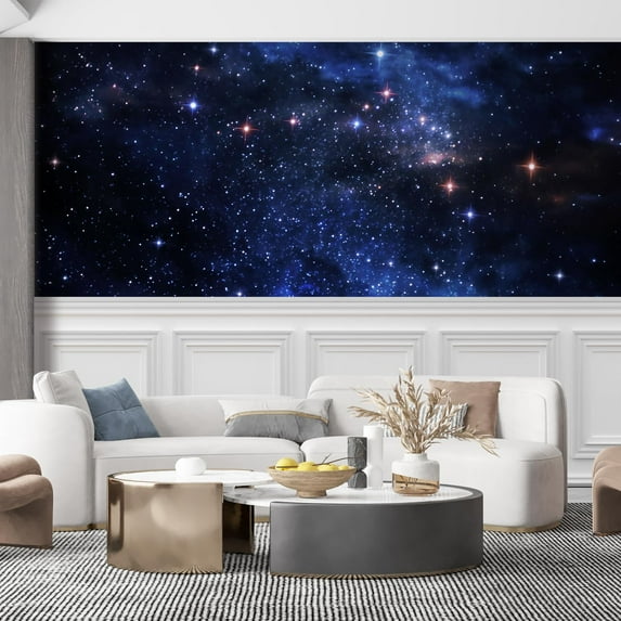 Idea4wall 8pcs Constellation Starry Sky Milky Way Stick Wallpaper Removable Wall Murals Large Wall Stickers for Home Decoration, 48"x192"