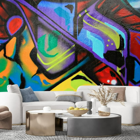 Idea4wall 8pcs Hip pop Street Graffiti Cool Printed Stick Wallpaper Removable Wall Murals Large Wall Stickers for Home Decoration, 120"x192"
