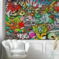 thumbnail image 1 of Idea4wall 8pcs Mural Vibrant Neon Spray Paint Typography Graffiti & Street Art Pop Stick Wallpaper Removable Wall Murals Large Wall Stickers for Home Decoration, 72"x192", 1 of 5