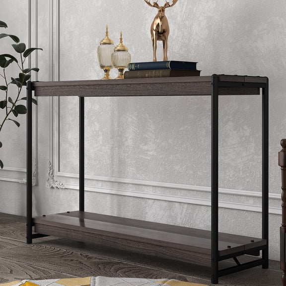IdeaHouse 40" Entryway Table - Console Table with Storage, 2-Tier Sofa Table, Entry Table with Shelf, Hallway Table for Entryway, for Couch, Hallway, Foyer, Kitchen Counter - Walnut Brown