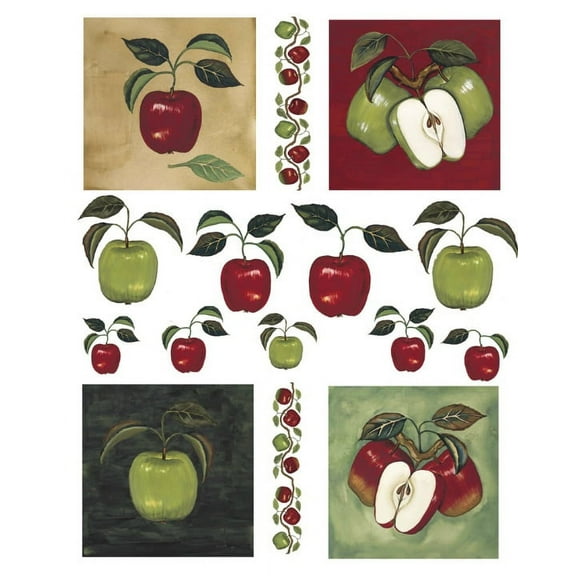 IdeaStix Apples & Vine 2-Sheet Accents - Original Premium Peel and Stick Washable Removable Heat/Water-Resistant Non-Toxic Dishwasher/Microwave-Safe Appliques