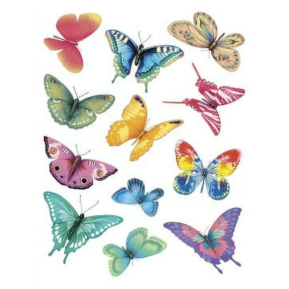 IdeaStix Butterfly Magic 2-Sheet Accents - Original Premium Peel and Stick Washable Removable Heat/Water-Resistant Non-Toxic Dishwasher/Microwave-Safe Appliques