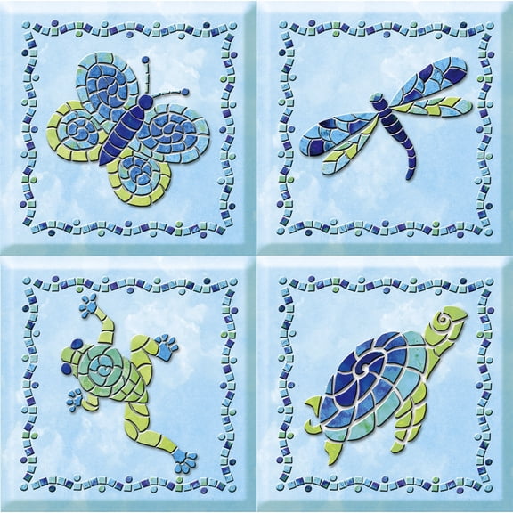 IdeaStix Confetti TileStix - Original Premium 4-Piece Peel and Stick Square Tile Appliques - Washable Removable - Heat and Water Resistant