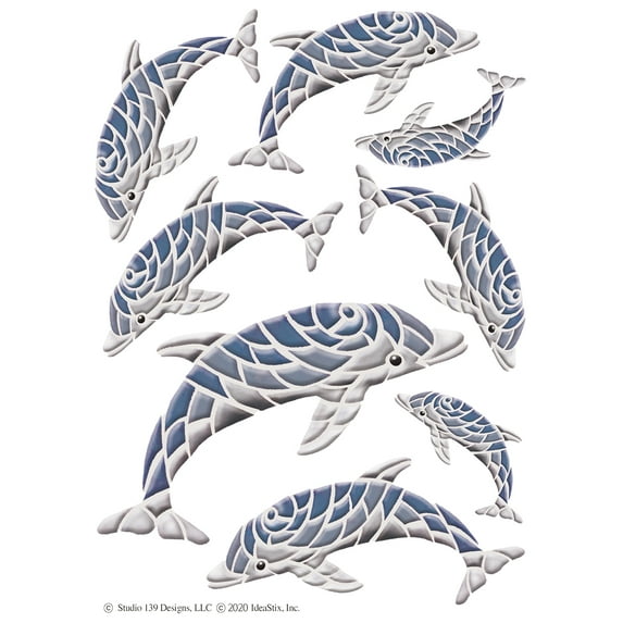 IdeaStix Dolphin 2-Sheet Accents - Original Premium Peel and Stick Appliques - Washable and Removable - Heat and Water Resistant - Non-Toxic - Dishwasher/Microwave Safe