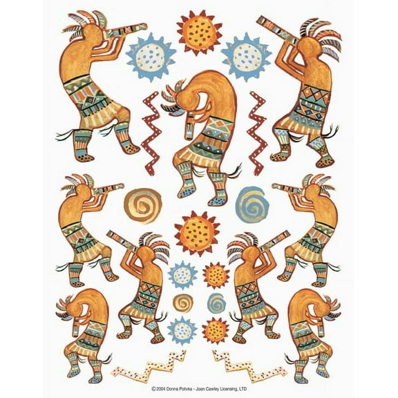 IdeaStix Kokopelli Dancers 2-Sheet Accents - Original Premium Peel and Stick Washable Removable Heat/Water-Resistant Non-Toxic Dishwasher/Microwave-Safe Appliques