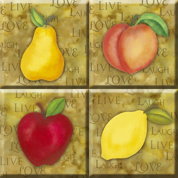 IdeaStix Orchard TileStix - Original Premium 4-Piece Peel and Stick Square Tile Appliques - Washable Removable - Heat and Water Resistant