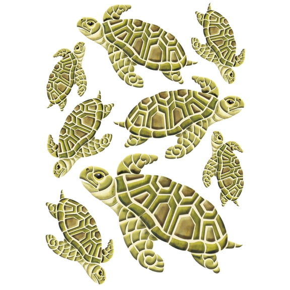 IdeaStix Sea Turtle 2-Sheet Accents - Original Premium Peel and Stick Appliques - Washable and Removable - Heat and Water Resistant - Non-Toxic - Dishwasher/Microwave Safe