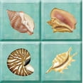 thumbnail image 1 of IdeaStix Seashell TileStix - Original Premium 4-Piece Peel and Stick Square Tile Appliques - Washable Removable - Heat and Water Resistant, 1 of 1