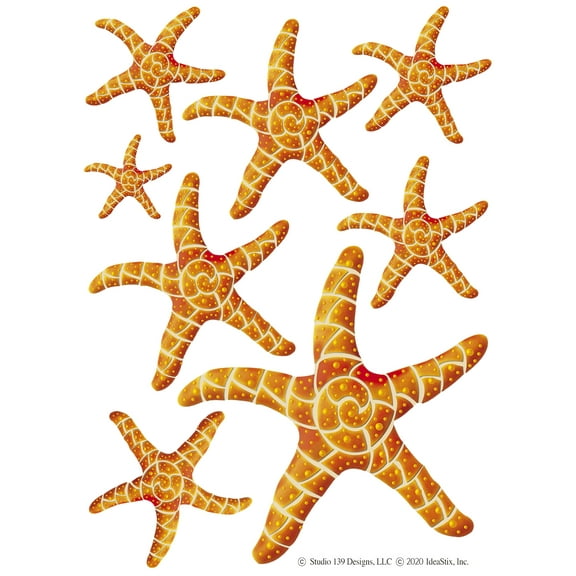 IdeaStix Starfish 2-Sheet Accents - Original Premium Peel and Stick Appliques - Washable and Removable - Heat and Water Resistant - Non-Toxic - Dishwasher/Microwave Safe