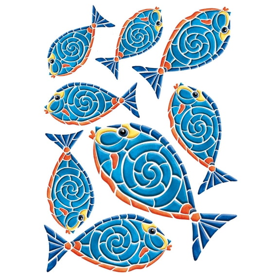 IdeaStix Tropical Fish 2-Sheet Accents - Original Premium Peel and Stick Appliques - Washable and Removable - Heat and Water Resistant - Non-Toxic - Dishwasher/Microwave Safe
