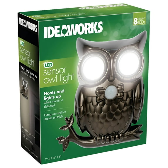 IdeaWorks JB7682 Decorative LED Motion Sensor Hooting Owl Light, Black