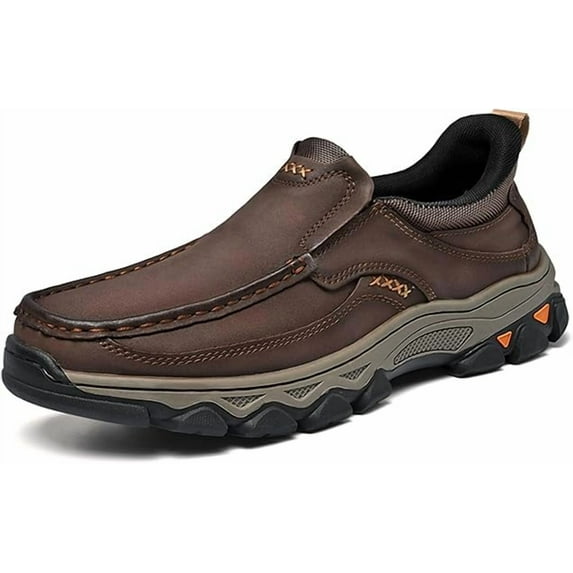 Ideacloth Shoes for Men, 2025 New Men's Orthopedic Hands-Free Genuine Leather Slip on Loafers, Orthopedic Hiking Shoes