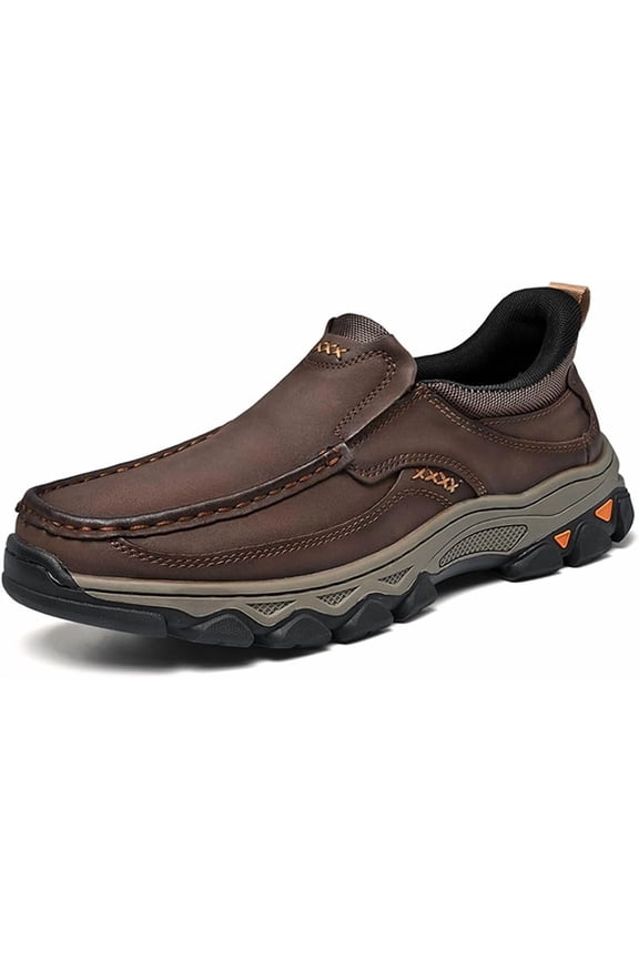 Ideacloth Shoes for Men, 2025 New Men's Orthopedic Hands-Free Genuine Leather Slip on Loafers, Orthopedic Hiking Shoes