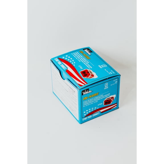 Ideal 30-1032 Push In Connector,2 Port,red,pk 100