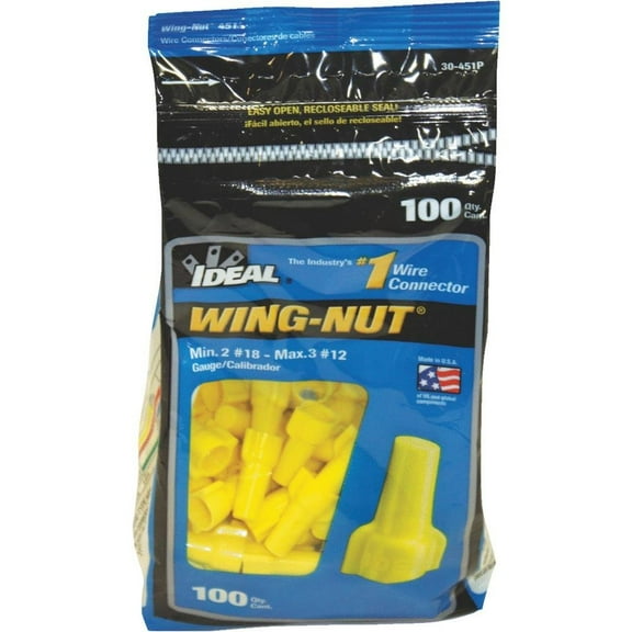 Ideal 30-451J 18-10 AWG Wing Twist On Wire Connector, Yellow (225 PKG)