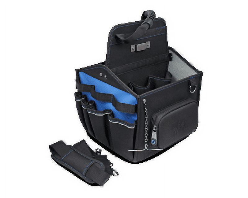 Black and Blue Polyester Electrician Tool Carrier with Molded Bottom