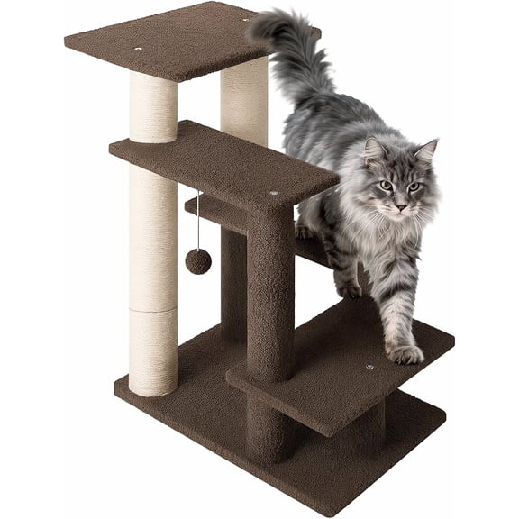 Ideal 4-Step Cat Stairs with Sisal Scratching Post in - Durable Pet Ramp