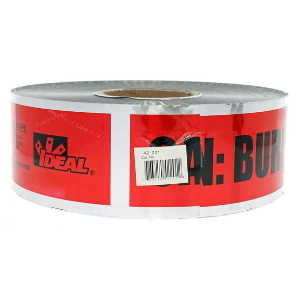 Ideal 42-201 Detectable Underground "Caution Buried Electric Line Below" Tape, 3" x 1, 000' Size, Red