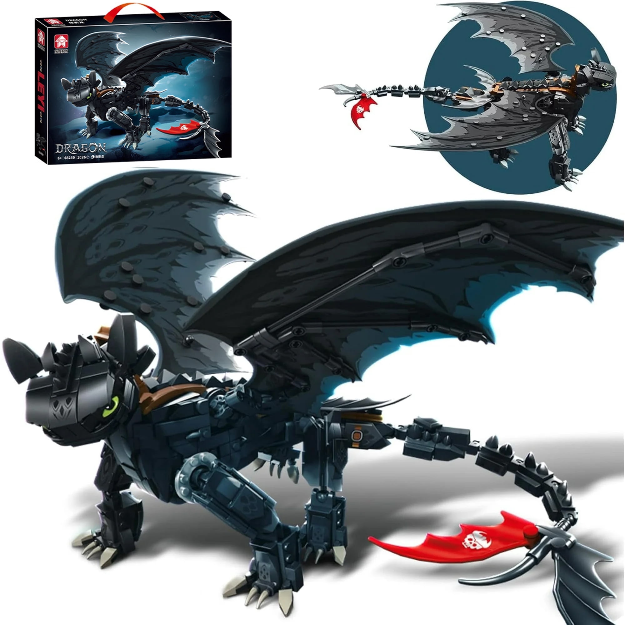Black Dragon Building Set, Building Toy Compatible with Lego,  STEM Dragon Model Toy , for Kids Age 6+ on Birthday, Christmas(1026pcs)