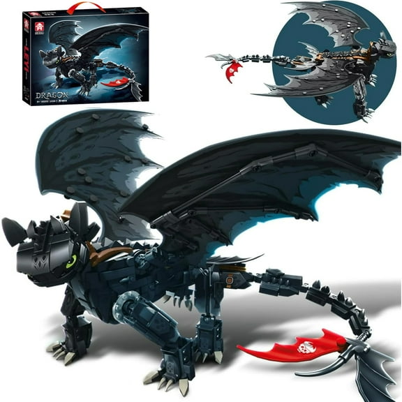 Ideal Black Dragon Building Set, Building Toy Compatible with Lego, STEM Dragon Model Toy , for Kids Age 6+ on Birthday, Christmas(1026pcs)