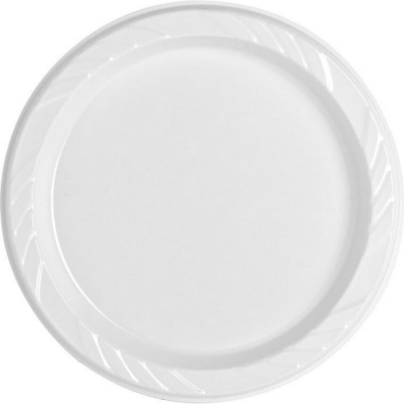 Ideal Dining 10 Inches Disposable White Plastic plates Good to use in Microwave : 500 Count