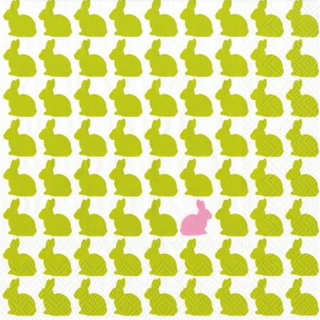 Ideal Home Range 20-Count 3-Ply Paper Cocktail Napkins, Lime Bunny Parade