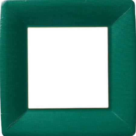 Ideal Home Range IHR Square Disposable Dinner Paper Plates, 10-Inches, Classic Linen Dark Green