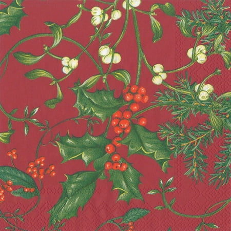Ideal Home Range Luncheon Decorative Paper Napkins, Winter Twigs on Red, 20 Count