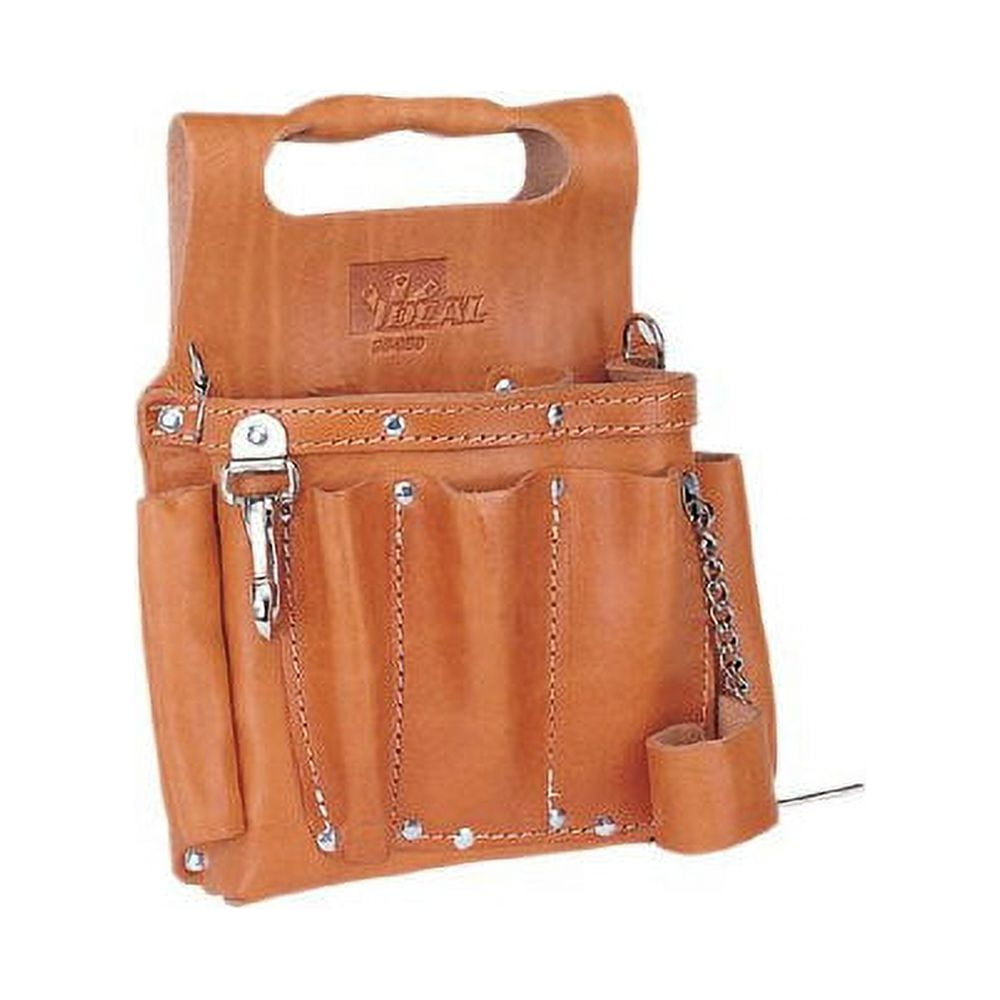 IDEAL Tuff-Tote 8 in. W 10-Pocket Premium Leather Tool Bag with Strap  35-969 - The Home Depot