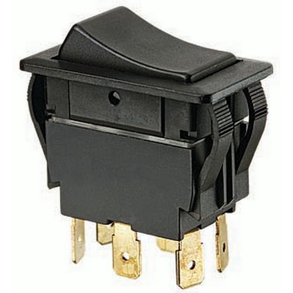 Ideal Rocker Switch - DPDT - ON-OFF-ON - Spade (774040BK)