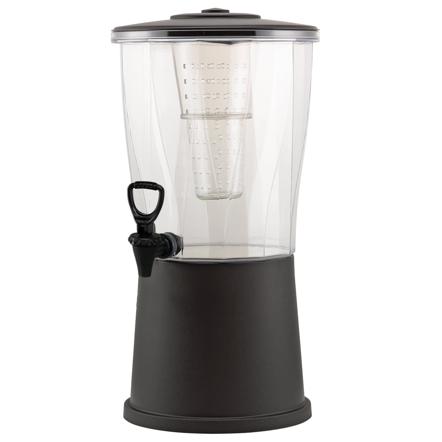 Ideal Settings 10130340 Round Beverage Dispenser with Infuser Tube, 3 Gallon, BPA Free, Clear/Black