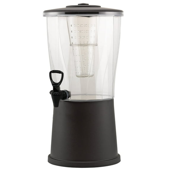 Ideal Settings 10130340 Round Beverage Dispenser with Infuser Tube, 3 Gallon, BPA Free, Clear/Black