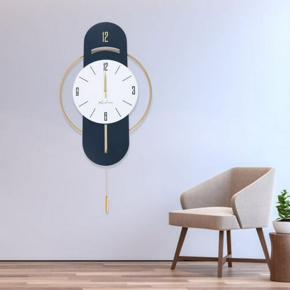 Ideal Wall Decoration Wall Clock Golden Pointers High-quality Movement Gray-Blue