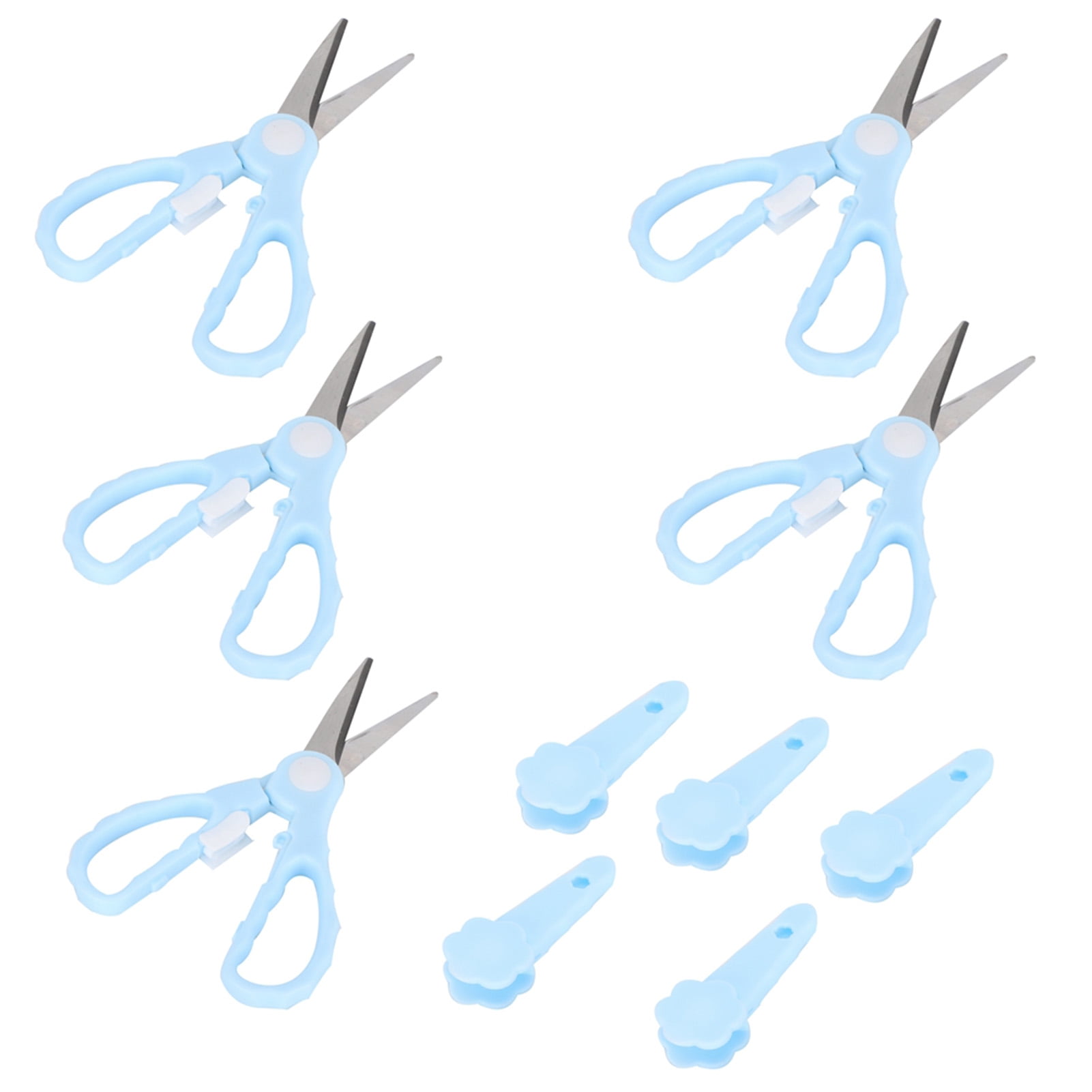 Ideal for Sewing, Plastic Handles 5-Pack Compact Safety Scissors