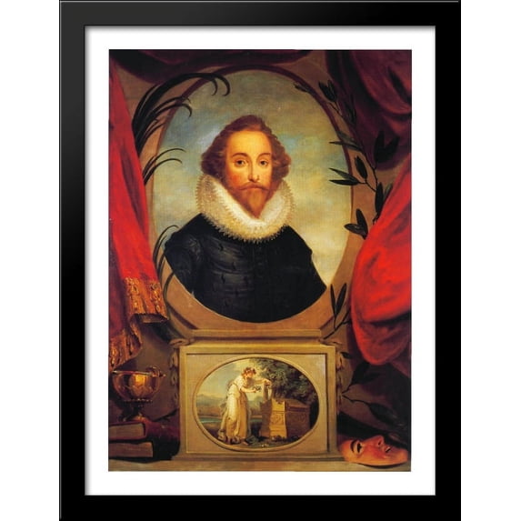 Ideal portrait of Shakespeare 28x38 Large Black Wood Framed Print Art by Angelica Kauffman