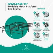 IdealBase 14 Queen Size Bed Frame, Queen Bed Frame, Platform Bed Frame Queen, Metal Bed Frame, Foldable Bed Frame with Heavy Duty Steel, Box Spring Replacement,Tool-Free Assembly, Queen/Black