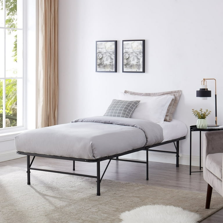IdealBase marco de cama de 14 pulgadas, marco de cama plegable resistente,  marco de cama de capacidad de 600 libras-Bed Size:Twin,Color:Black 