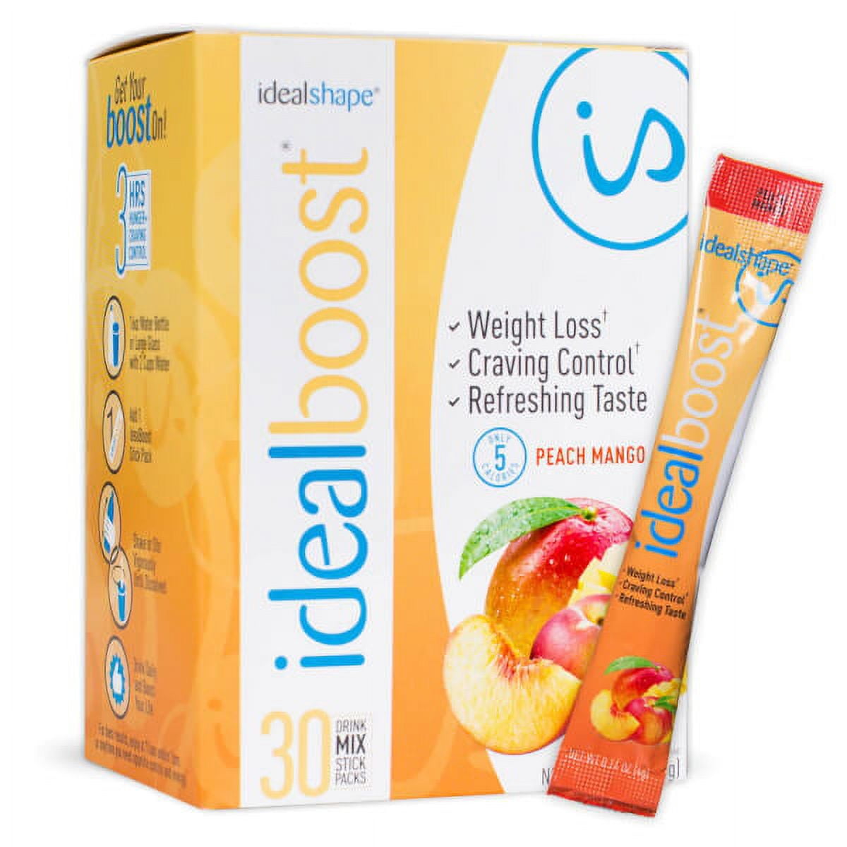 IdealBoost, Weight Loss Drink Mix Packets, 30 Servings - Peach Mango