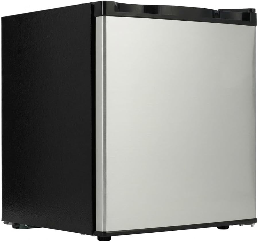 IdealHouse 1.7 Cu.Ft Mini Fridge with Freezer, Ultra Quiet Compact Refrigerator for Bedroom, Office & Dorm - Energy Efficient, Single Reversible Door Mini Fridge for Bedroom & Small Spaces, Sliver