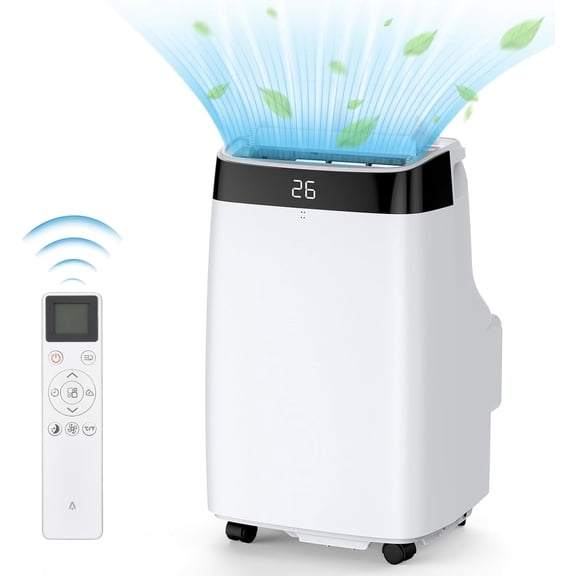 IdealHouse 10000Btu Portable Air Conditioner with Remote Control,Quiet AC Unit with Cool, Dehumidifier & Fan Mode Room Cooling Up to 450 sq ft,24 Hour Timer, Window Installation Kit for Home, White