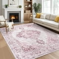 thumbnail image 1 of IdealHouse 10x13 Washable Area Rug, Soft Vintage Boho Low Pile Non-Slip Indoor Carpet for Living Room, Bedroom, Dining Room, Farmhouse Style, Pink, 1 of 6