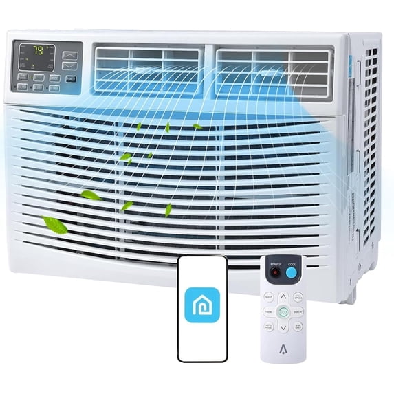 IdealHouse 12,000 BTU Window Air Conditioner with WiFi, Smart AC Unit for Rooms Up to 550 Sq. Ft., Remote & App Control, Timer Function, Easy Install Kit, White
