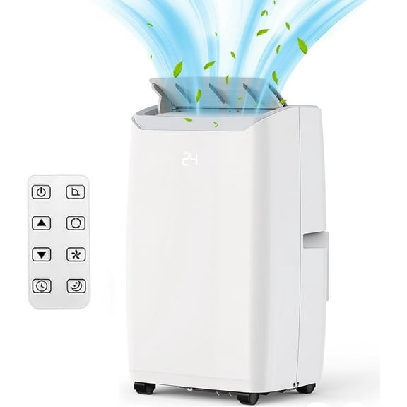 IdealHouse 12000 BTU Portable Air Conditioner - Powerful & Efficient Cooling, LED Touch Panel & Remote, R32 Eco-Friendly Refrigerant, Quiet Operation, 4-Directional Mobility