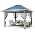 thumbnail image 1 of IdealHouse 13x13ft 4-Season Heavy Duty Canopy Tent , Waterproof UV Blocking Gazebo with Mosquito Net, 60-Second Quick Setup Backyard Patio Shelter, Blue & Gray, 1 of 7