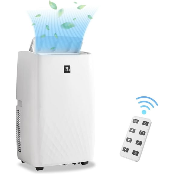 IdealHouse 14,000 BTU Portable Air Conditioner, 4-In-1 AC Unit for Room Up to 750 Sq. Ft, Cooler, Dehumidifier & Fan, Sleep Mode 53dB, Inverter AC with LED Function Display, Remote and Timer