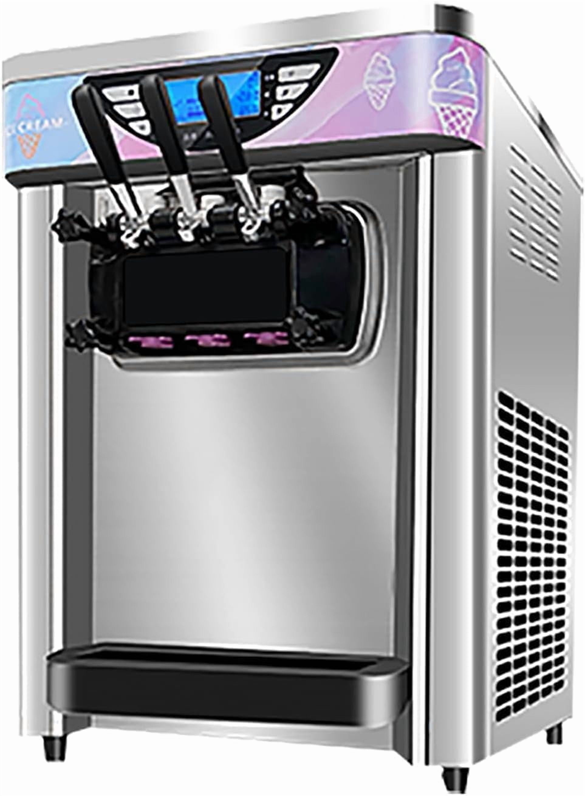 IdealHouse 1800W Commercial Ice Cream Machine 2+1 Flavors, 5.8-7.9 Gal/Hr Soft Serve Ice Cream Maker with Auto Clean Function, LED Display, Easy Operation High Productivity